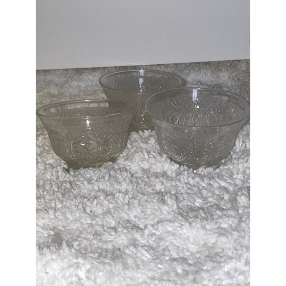 Vintage 3 Depression glass sundae cups EUC